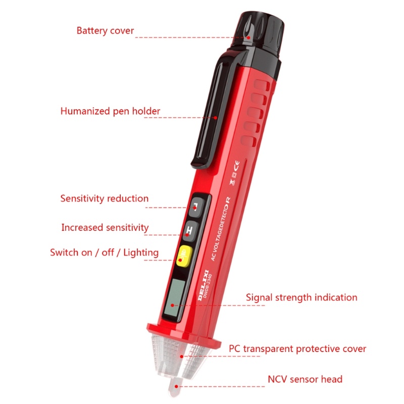 Bút Thử Điện Kỹ Thuật Số 90-1000V Đa Năng Có Đèn Và Âm Thanh