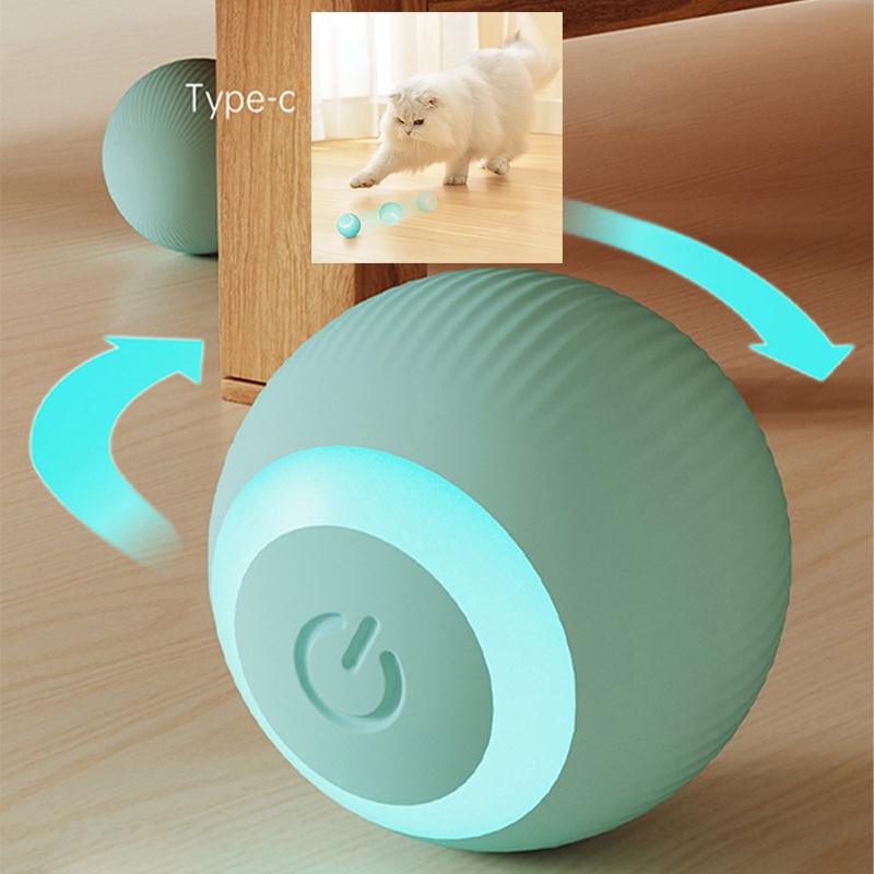 Bóng đồ chơi thú cưng cho chó, mèo tự động lăn có đèn led phát sáng thu hút đuổi bắt