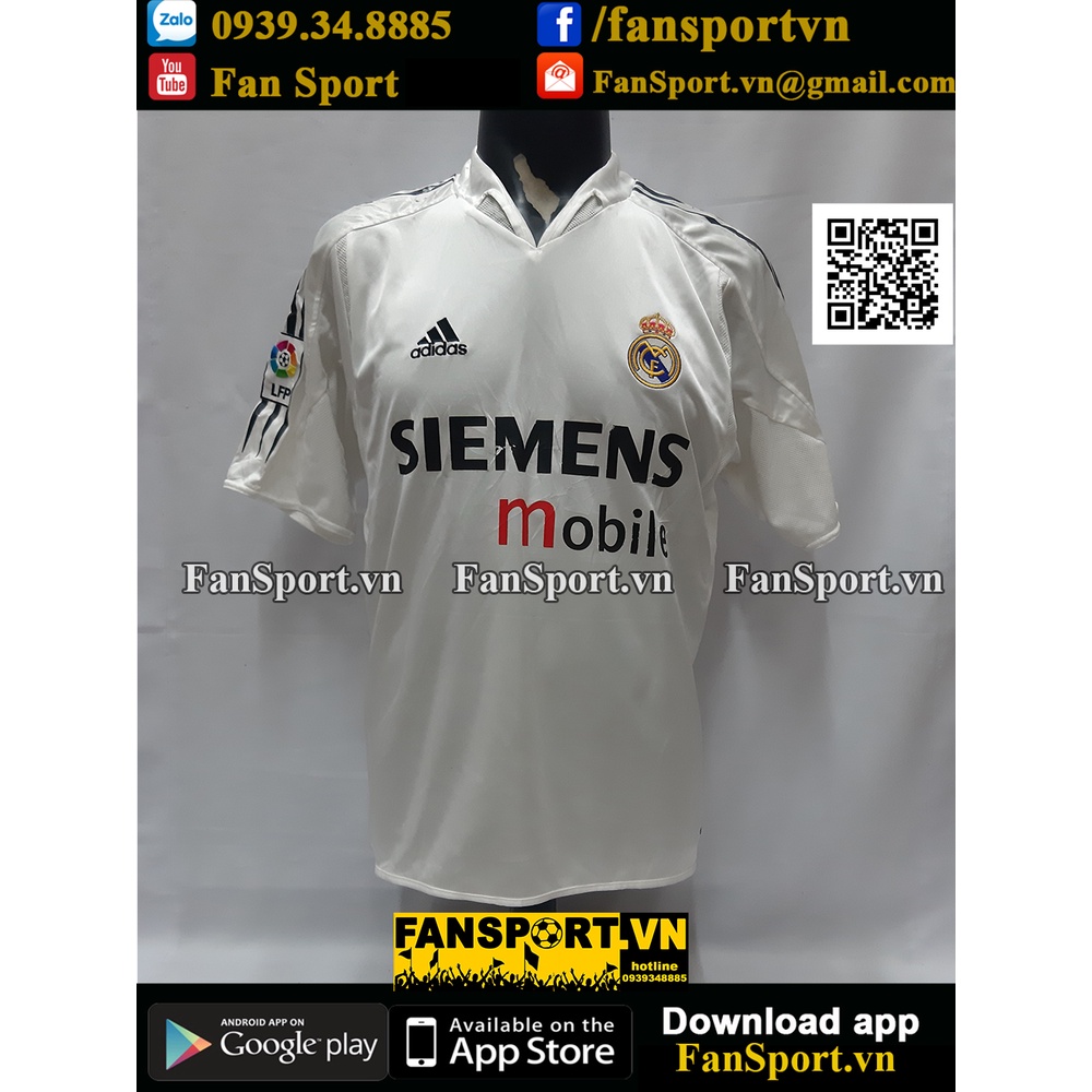 Áo đấu bóng đá Real Madrid 2004-2005 home shirt jersey white 188615 Adidas size M