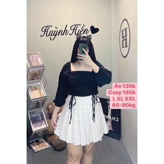 ❤️ BIGSIZE ❤️ ÁO RÚT DÂY VÀ CHÂN VÁY LƯNG CAO 60-90KG