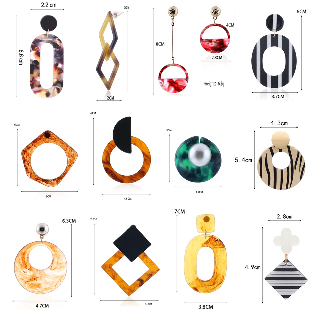 Đôi bông tai SP531 chất liệu acrylic kiểu dáng hình học xinh xắn cho nữ