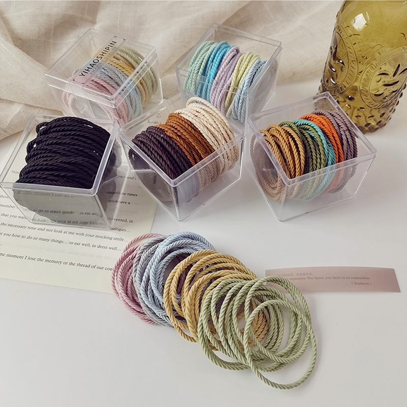 Set 50 Dây Buộc Tóc Cao Su Co Giãn Nhiều Màu Sắc