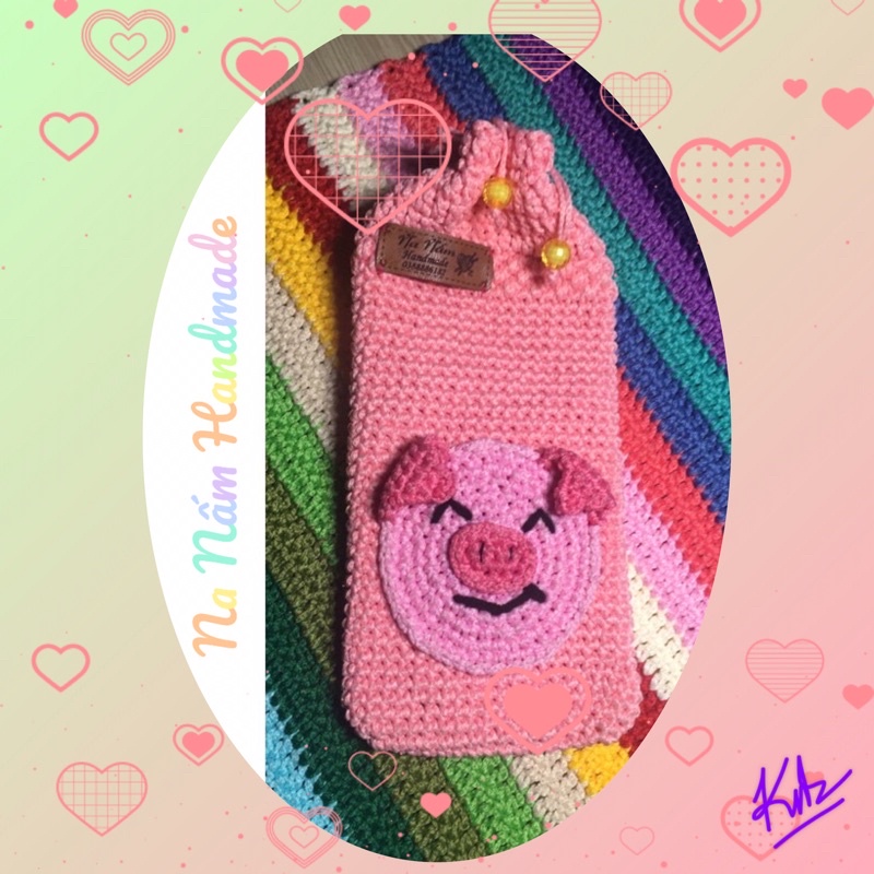 Túi điện thoại heo hường