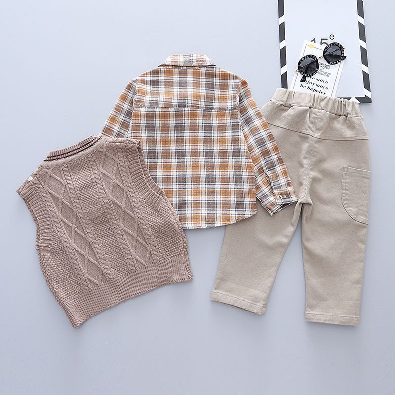 Sét ghi lê len 3 món cho bé trai siêu đẹp Bộ Áo Sweater Không Tay + Quần Dài Phong Cách Hàn Quốc Thời Trang Xuân Thu Cho Bé Trai  2022