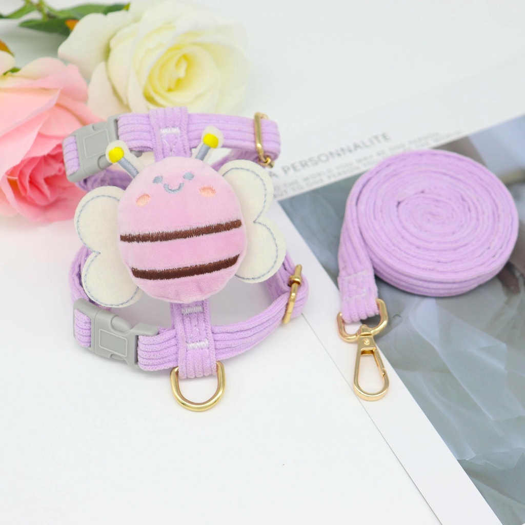 Dây Dắt Thú Cưng Đi Dạo Hình Chữ I Họa Tiết Ong Hoạt Hình