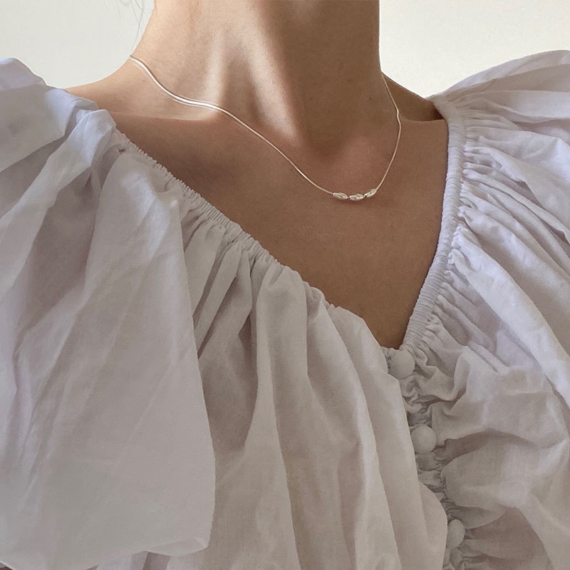 Chocker dây chuyền nữ vòng cổ nữ dây chuỗi rắn 3 hạt gạo Cá jewelry DC183