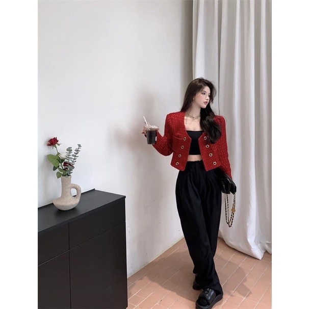 Áo khoác dạ tweed mẫu mới nhất bên Trung