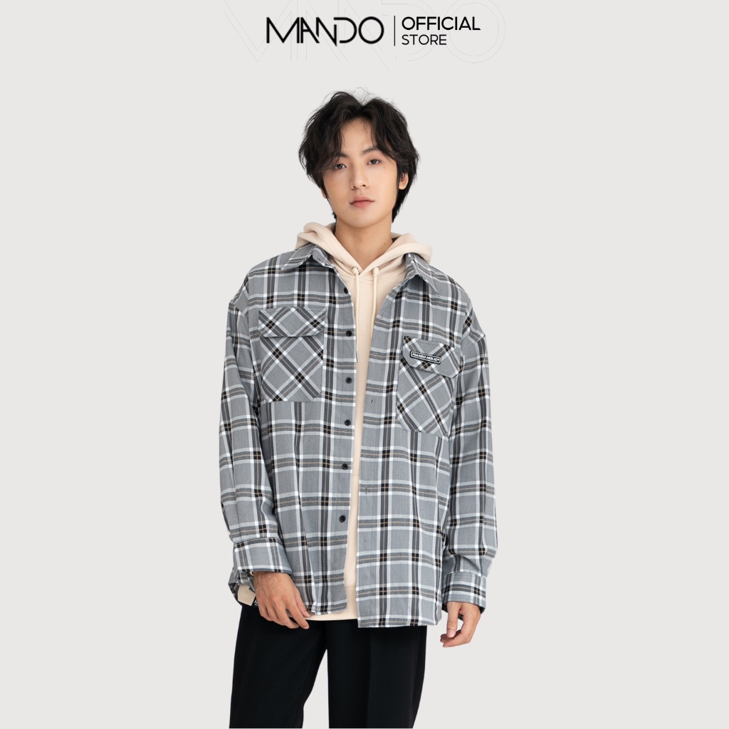 Áo Sơ Mi Nam Flannel MANDO Form Rộng Chất Vải Dạ Mỏng Dài Tay Họa Tiết Kẻ Caro Unisex Thời Trang Hàn Quốc SHT011