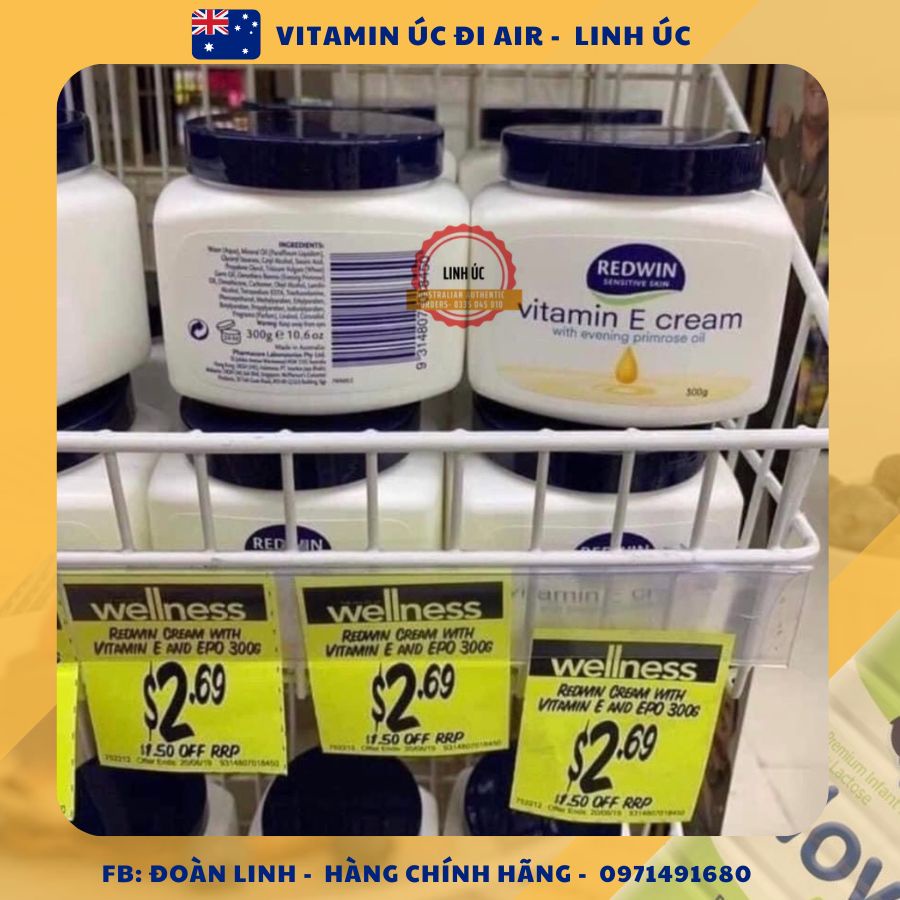 Kem dưỡng Redwin Vitamin E Cream  Úc chính hãng, Hàng chuẩn Úc đi air,Kem dưỡng da Vitamin e redwin úc vitamine Cream