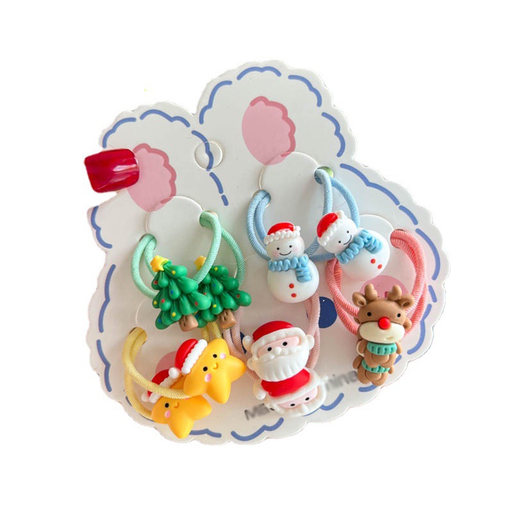 Set 5 Băng Đô Cài Tóc Co Giãn Hình Tuần Lộc Giáng Sinh Dễ Thương Cho Bé Gái