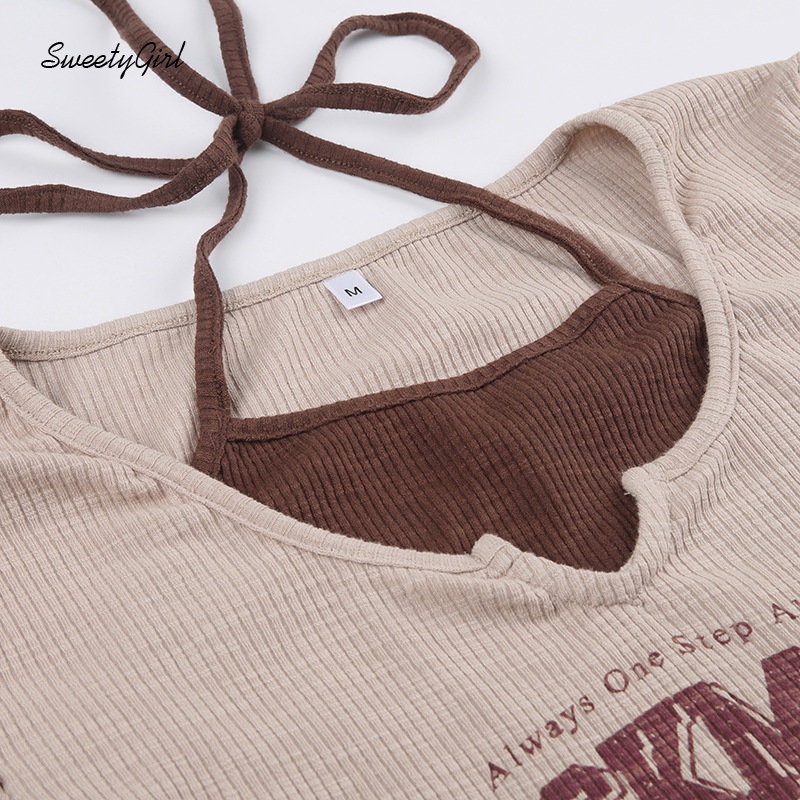 Áo Thun Tay Dài Dáng Ôm In Chữ Phối Màu Tương Phản Thời Trang 2022 Cho Nữ