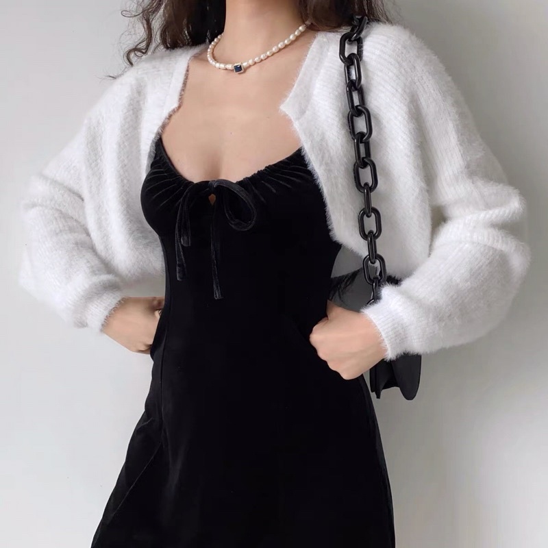 Đầm Body Hai Dây Nhung nhún ngực sexy lady