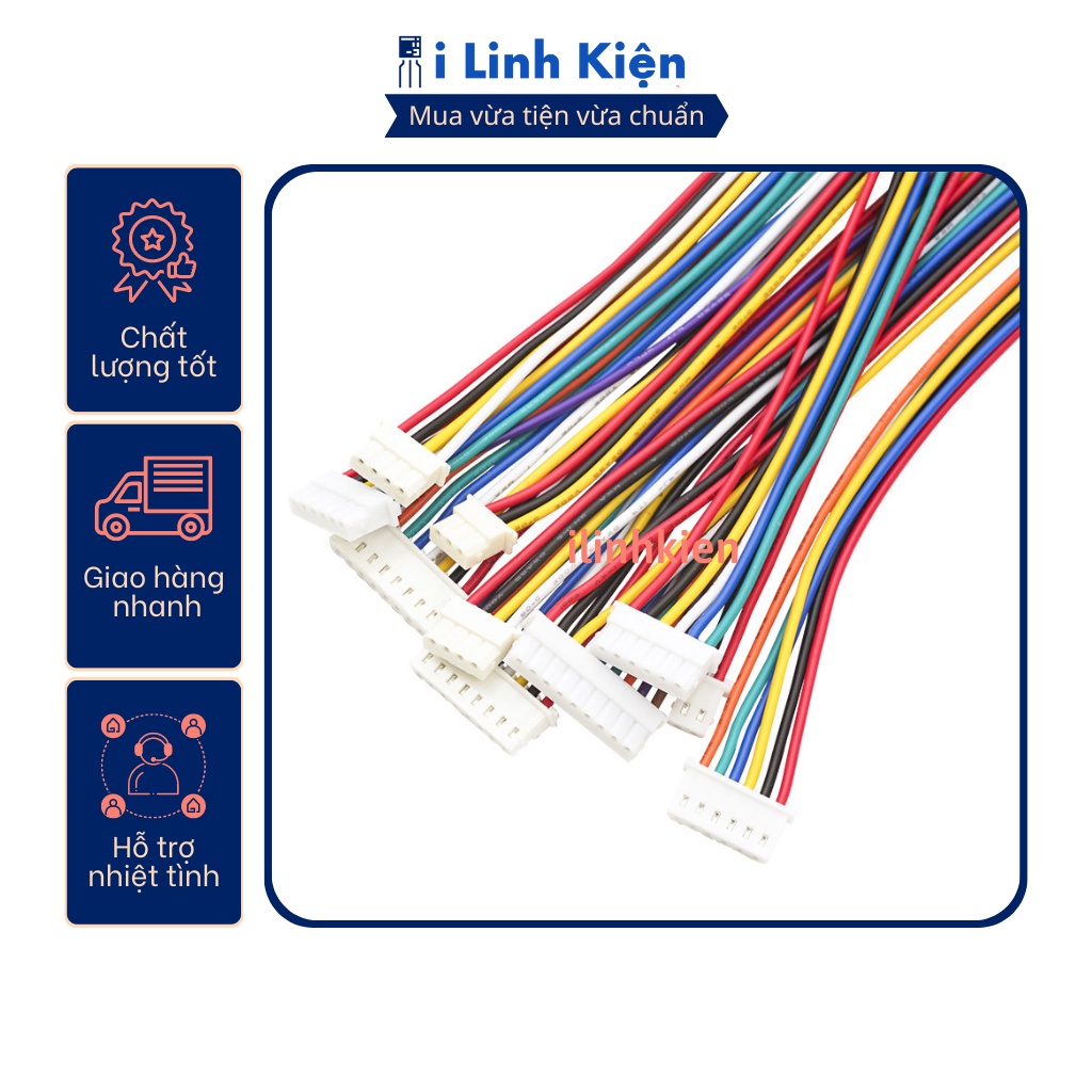 Dây bus 7P XH2.54 dây 22AWG 1 đầu cắm dài 30cm
