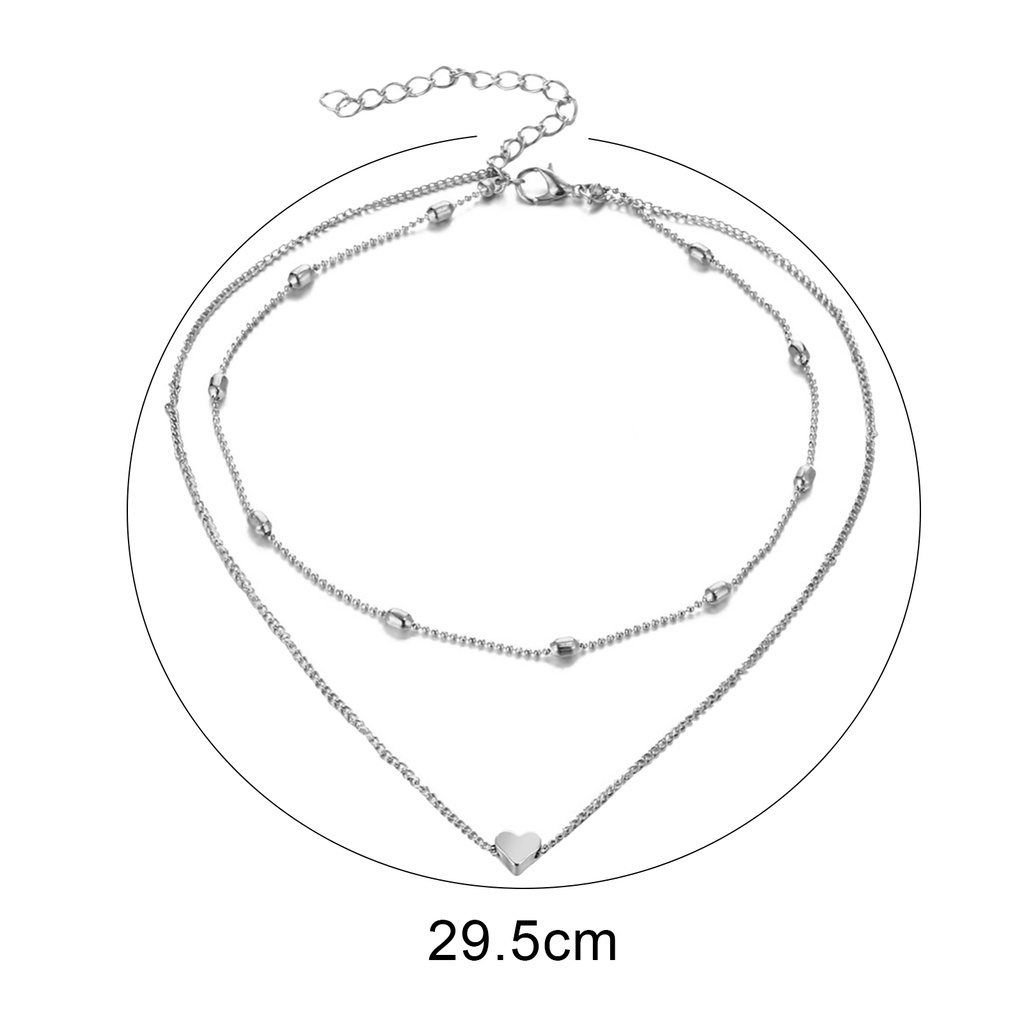 Vòng choker nhiều lớp phối mặt hình trái tim thời trang sang trọng cho nữ