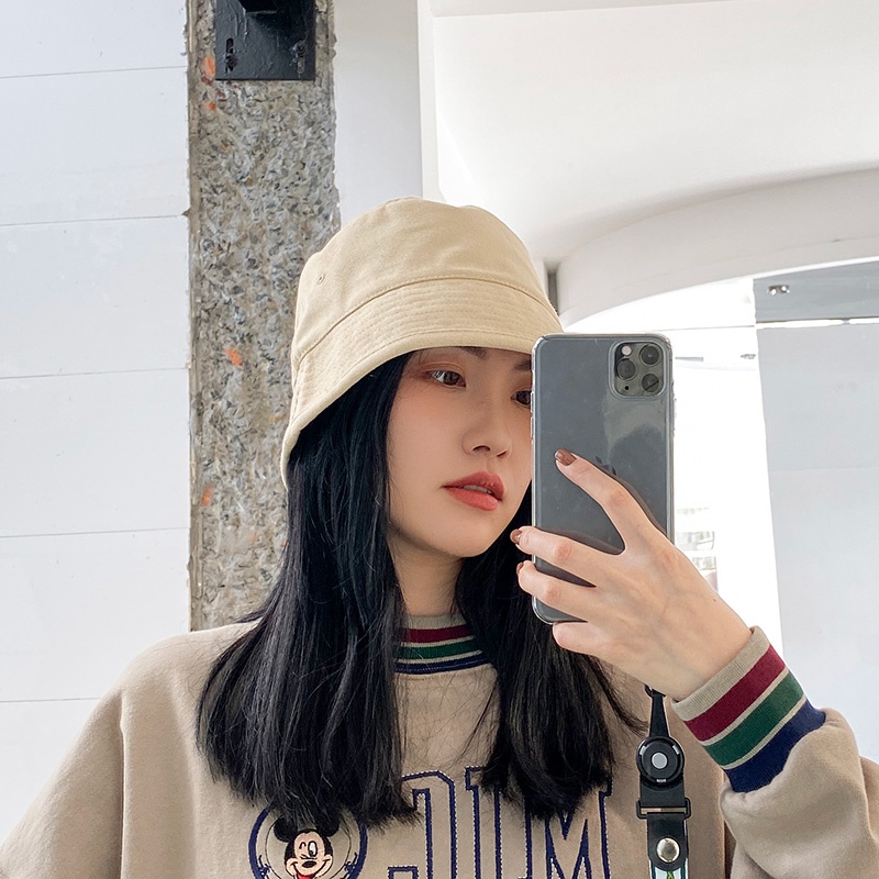 Mũ bucket nam nữ vành cụp trơn phong cách ulzzang unisex