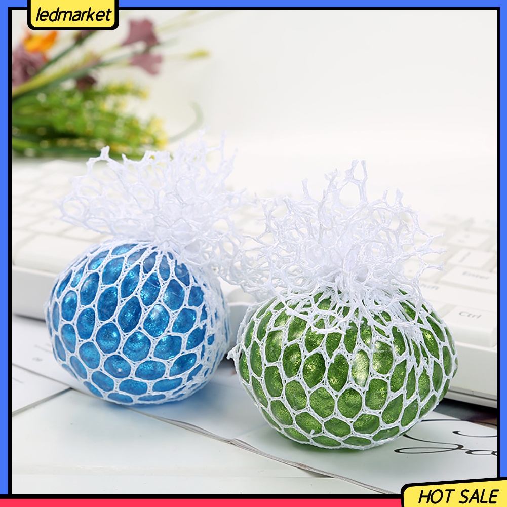 Đồ Chơi Nắn Bóp Đàn Hồi Giảm Stress Hình Hạt Đậu Đính Kim Sa