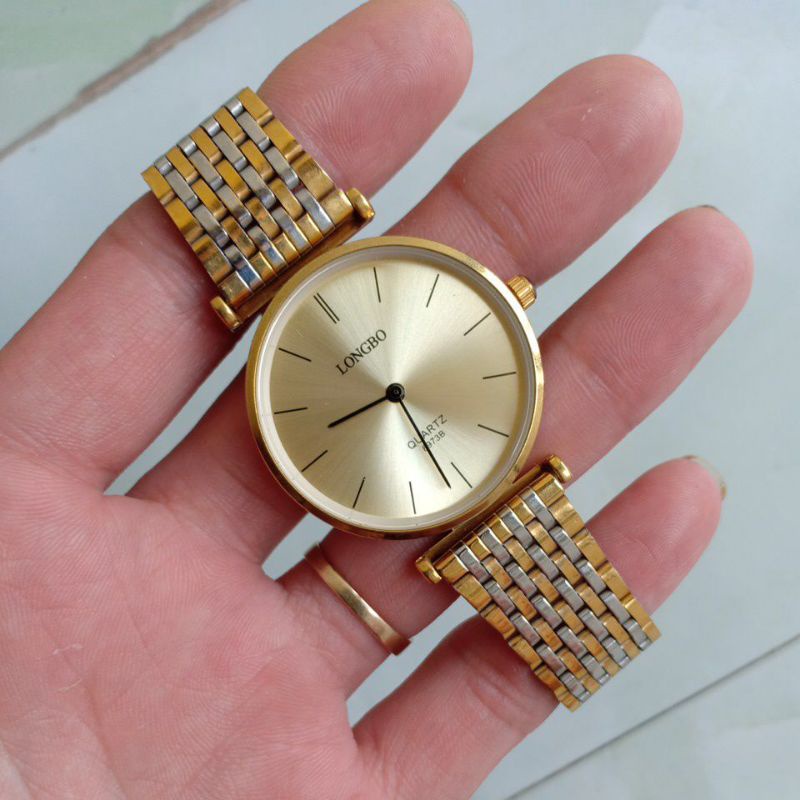 đồng hồ nam hiệu longbo demi mặt vàng size 35 dành cho nam tay nhỏ chính thumbnail