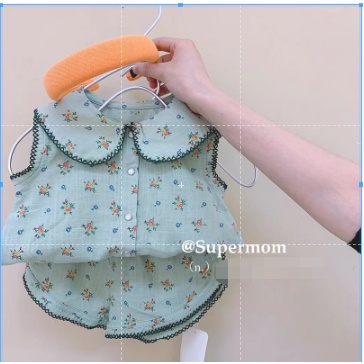 Bộ Trang Phục Hai Mảnh Áo Không Tay Cổ Búp Bê Thời Trang Mùa Hè 2022 Dành Cho Bé Gái