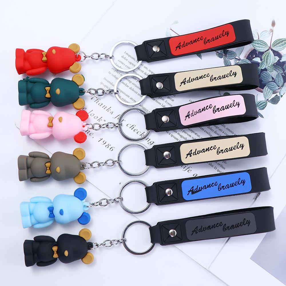 DARNELL Móc Chìa Khóa Hình Gấu Thắt Nơ Hoạt Hình DIY Thời Trang