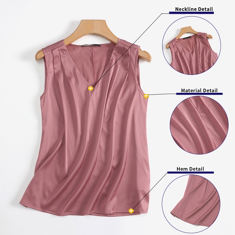 Áo kiểu ZANZEA satin không tay cổ chữ V thời trang dành cho nữ