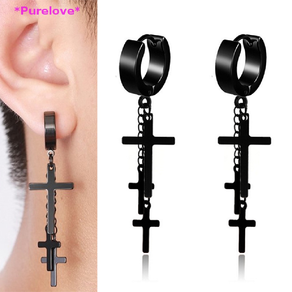 1 Khuyên Tai Tua Rua Hình Thánh Giá Bằng Thép Không Gỉ Thời Trang Mới