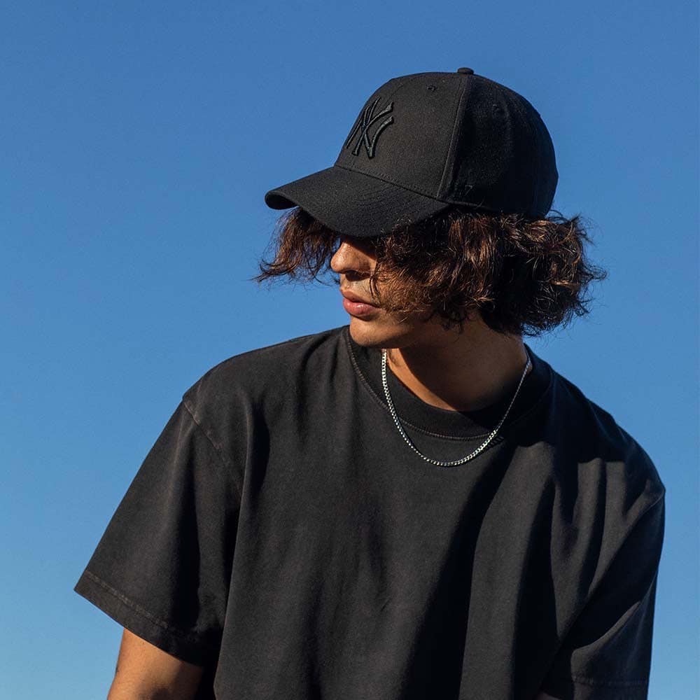 Nón MLB x 47 Brand Mỹ_Logo New York all black