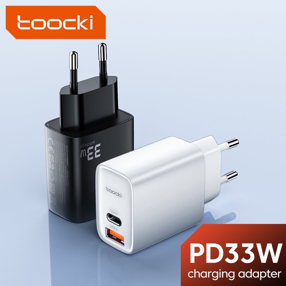 Củ sạc USB Toocki 33W 4.0 hỗ trợ sạc nhanh PD3.0 / USB3.0 thích hợp cho Xiaomi Samsung