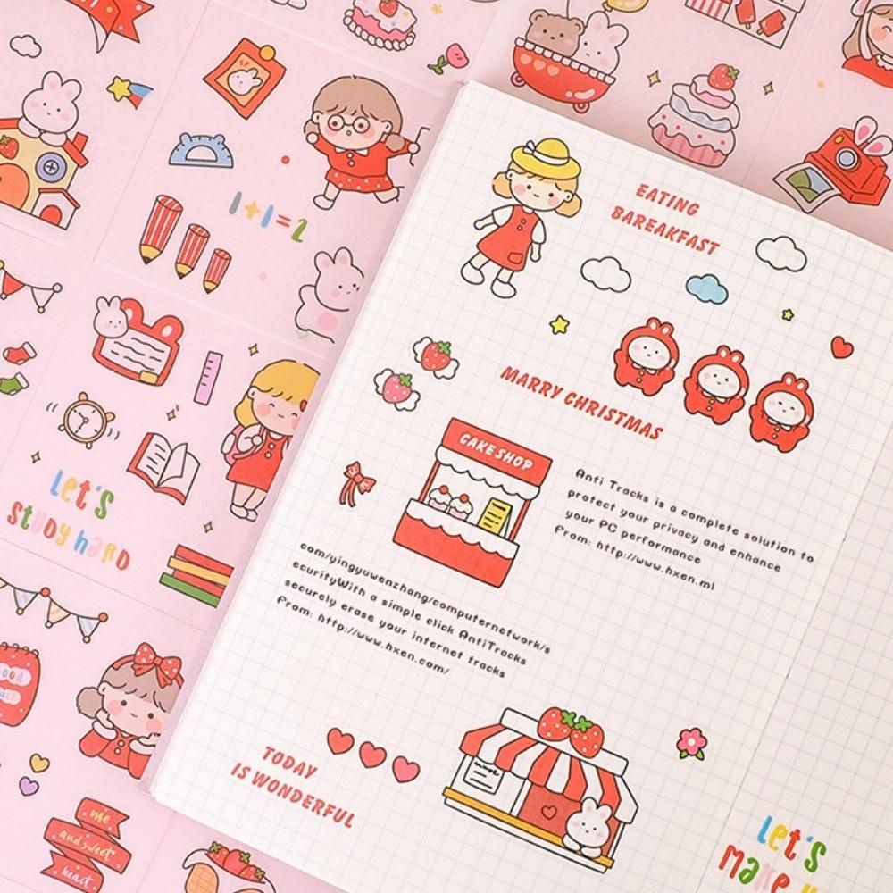Hộp 100 tấm sticker Pison dễ thương, hình dán cute trang trí điện thoại kệ decor văn phòng phẩm