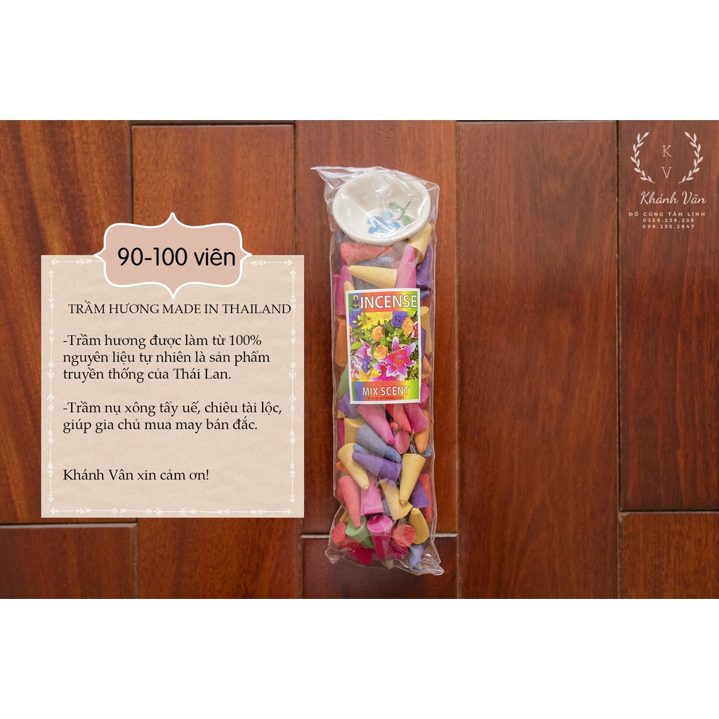 Gói Trầm Hương Nụ MIX SCENT Nhiều Hương Hoa Thái Lan (100 nụ kèm chén sứ)