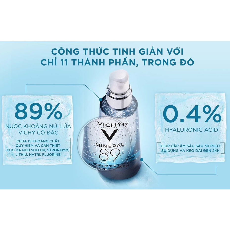 Dưỡng chất Vichy giàu khoáng chất Mineral 89 giúp da sáng mịn và căng mượt Mineral 89 50ml