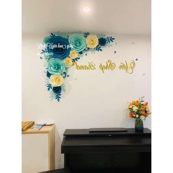 Set hoa giấy trang trí backdrop