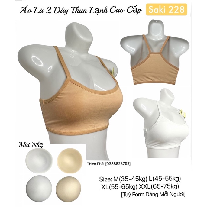 Áo lá Saki cotton thun cao cấp hai dây 228
