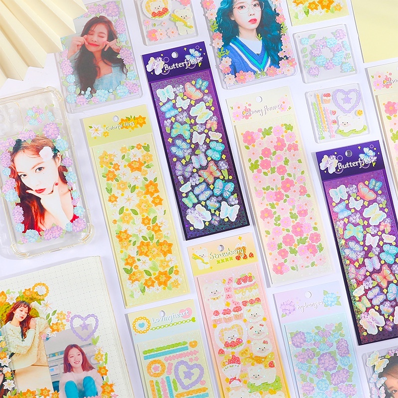 Sticker Forest Garden lấp lánh hình dán trang trí sổ tay toploader | BST147