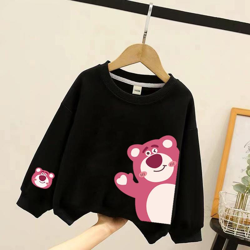 Áo sweater In Hình Gấu Và Dâu Tây Phong Cách Nhật Bản Ngọt Ngào Thời Trang Xuân Thu Cho Bé Gái Trung Niên