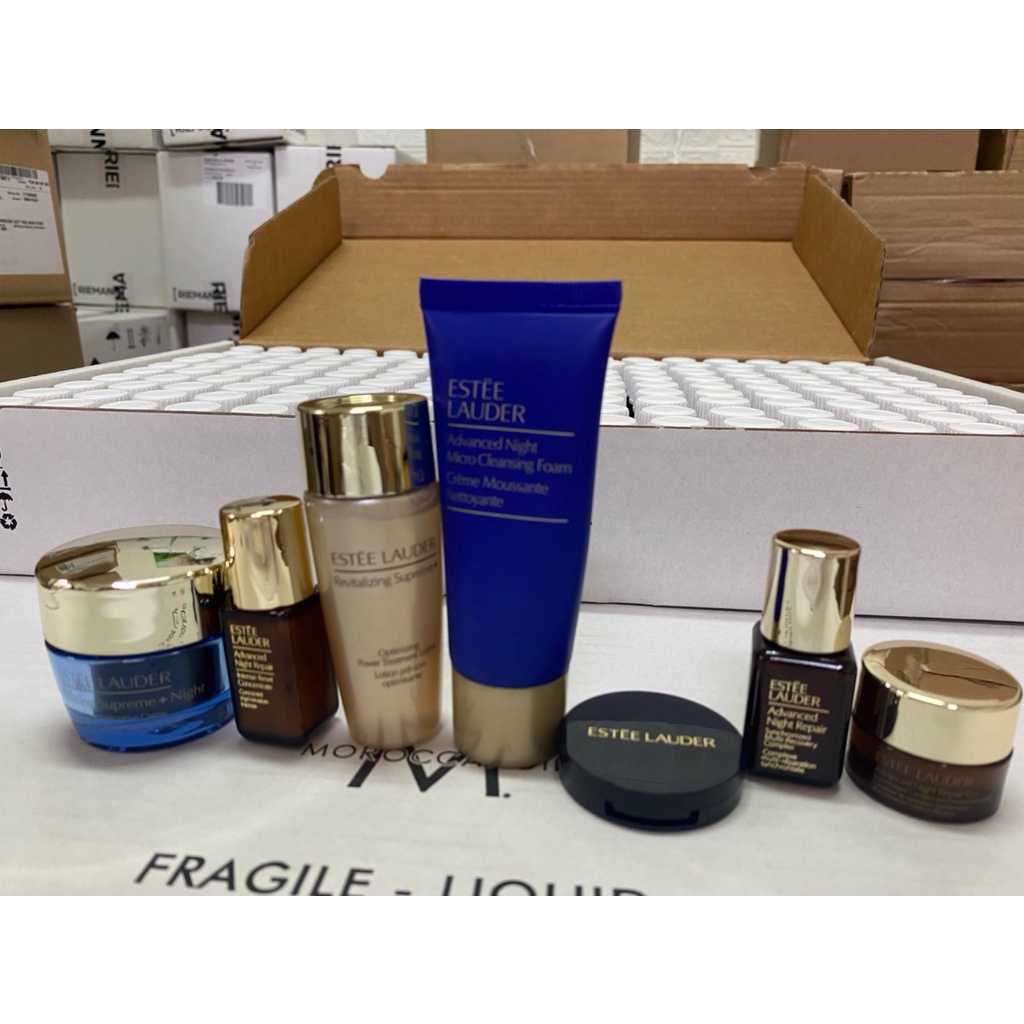 Set Estee Lauder Mini 7 món (MẪU MỚI: srm, lotion, kem mắt, serum 5ml, 7ml, kem dưỡng đêm, son dưỡng)