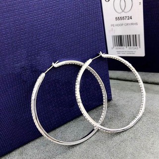 Bông tai mạ bạc hình tròn lớn đính pha lê swarovski 5555724