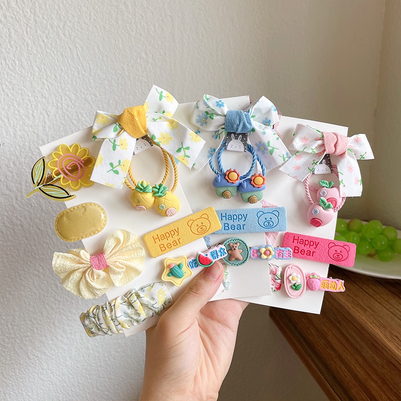 Set 09 ghim tóc, chun tóc, kẹp tóc cho bé gái và bạn gái may thủ công xinh xắn, dễ thương ngọt ngào