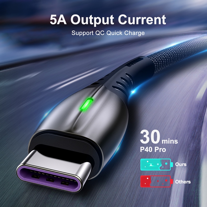 Dây cáp sạc nhanh QOOVI cổng USB 5A type C 4.0 cho thiết bị Android