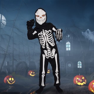 Bộ đồ hóa trang halloween hình bộ xương đáng sợ kèm mặt nạ vitbg cho bé trai