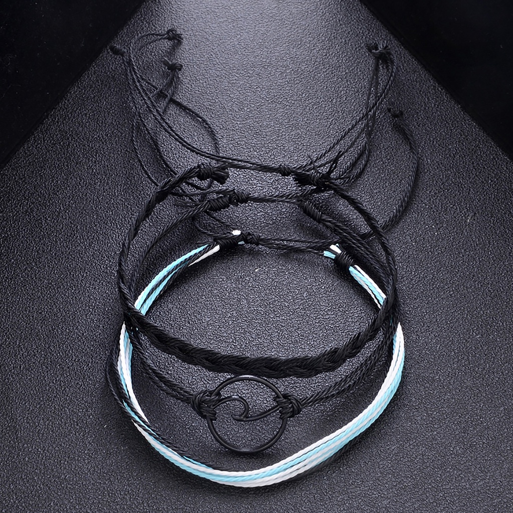 Set 3 vòng tay bện dây nhiều lớp phong cách boho cho nữ