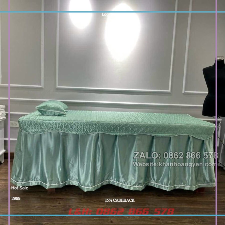 GA/DRAP GIƯỜNG VẢI PHI LỤA TRẦN BÔNG SCHUYÊN DÙNG CHO SPA, NỐI MI, PHUN XĂM KÍCH THƯỚC MAY THEO YÊU CẦU - FULL MÀU - INB
