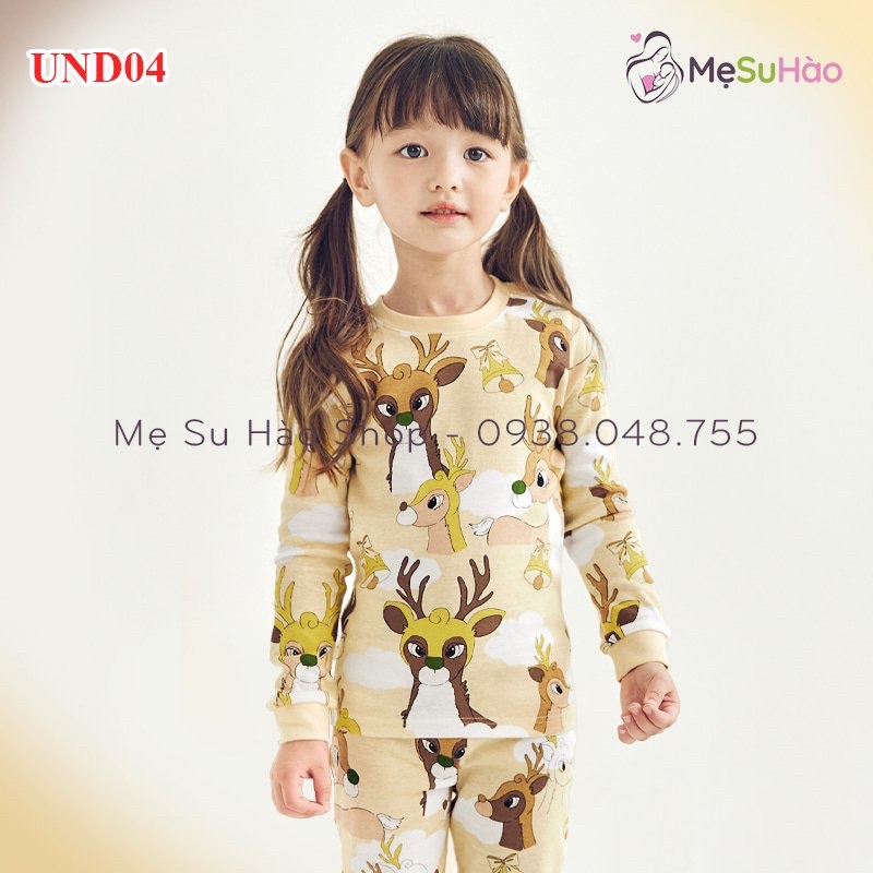 Đồ bộ quần áo dài tay dáng ôm thun cotton mẫu Hươu năm 2022 rất xinh của hãng Unifriend Hàn Quốc mã UND04