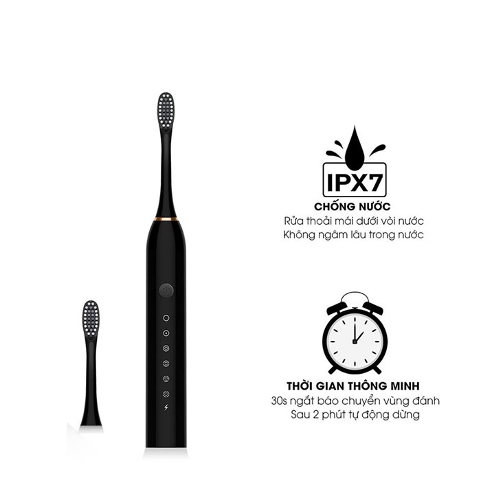 Bàn chải điện Sonic X3 đánh răng tự động với lông chải mềm mịn, chống nước tuyệt đối dành cho người lớn và trẻ em