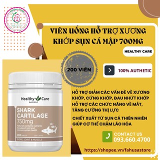 [SALES SỐC] SỤN VI CÁ MẬP HEALTHY CARE SHARK CARTILAGE 750MG 200 VIÊN CỦA ÚC DATE 2025