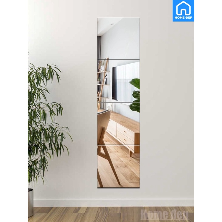 Home Đẹp( mã giảm giá ̣ERICV20XM ) COMBO 4 TẤM GƯƠNG DÁN TƯỜNG DÁN TỦ QUẦN ÁO HD SOI- TRANG TRÍ kích thước 22x22cm