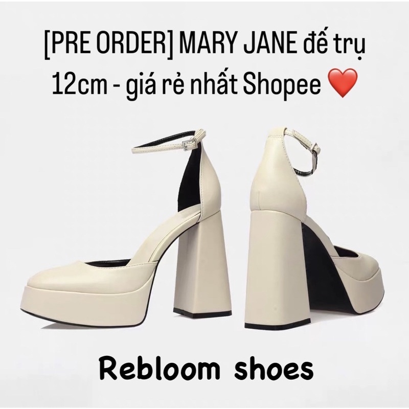 Giày MARY JANE khóa cài đế trụ vuông cao 12cm - siêu cao, siêu cháy, siêu nổi bật khi mang