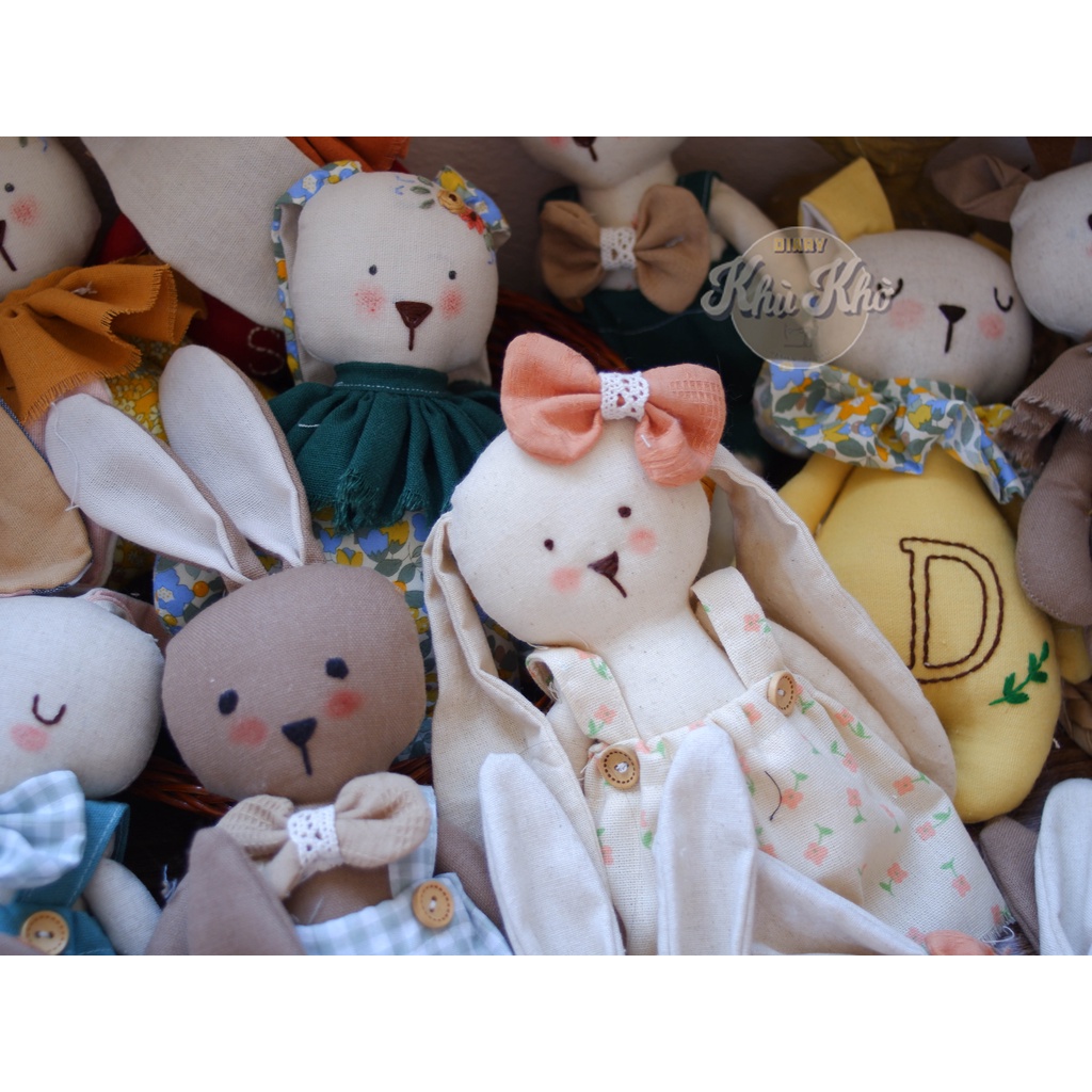 Gấu bông - thỏ bông handmade vải linen an toàn cho bé