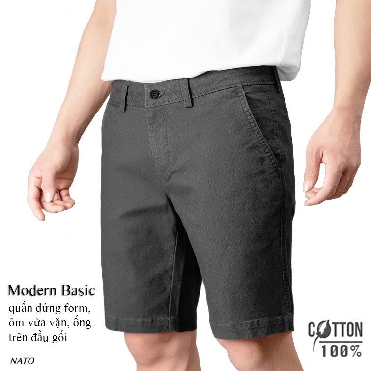 Quần Short Nam KAKI Vải Kaki Cotton Cao Cấp Trơn Basic Màu Xám Đen Xanh Đen Navy Nâu Vàng Đẹp Ngắn Đùi Khaki NATO