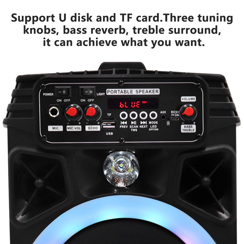 Loa bluetooth karaoke công suất lớn,loa karaoke mini hát gia đình,di động mang đi mọi nơi -