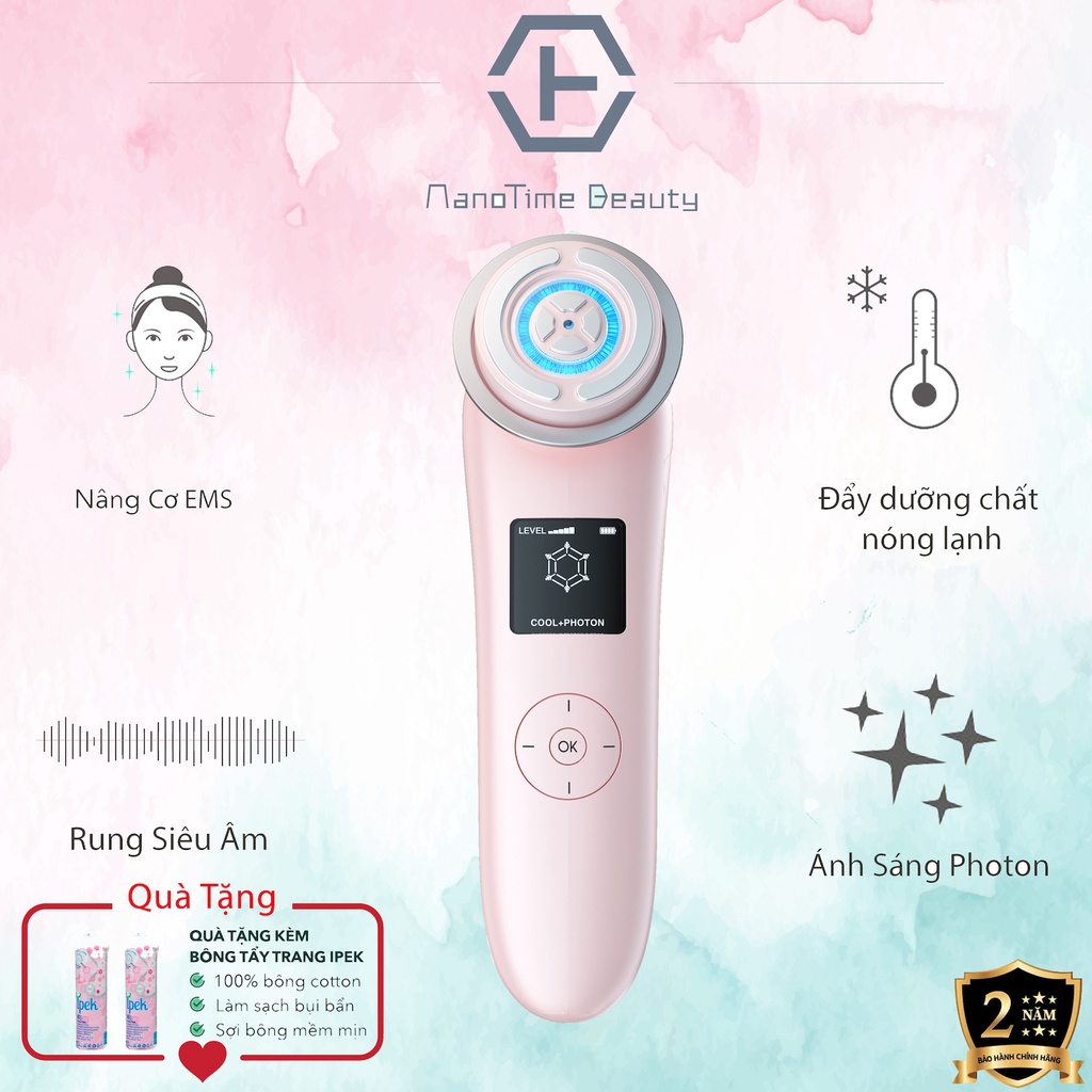 Máy nâng cơ trẻ hoá da 9 in 1 công nghệ Nano Photon RF, EMS , Sóng siêu âm NanoTime F82E HTBeauty